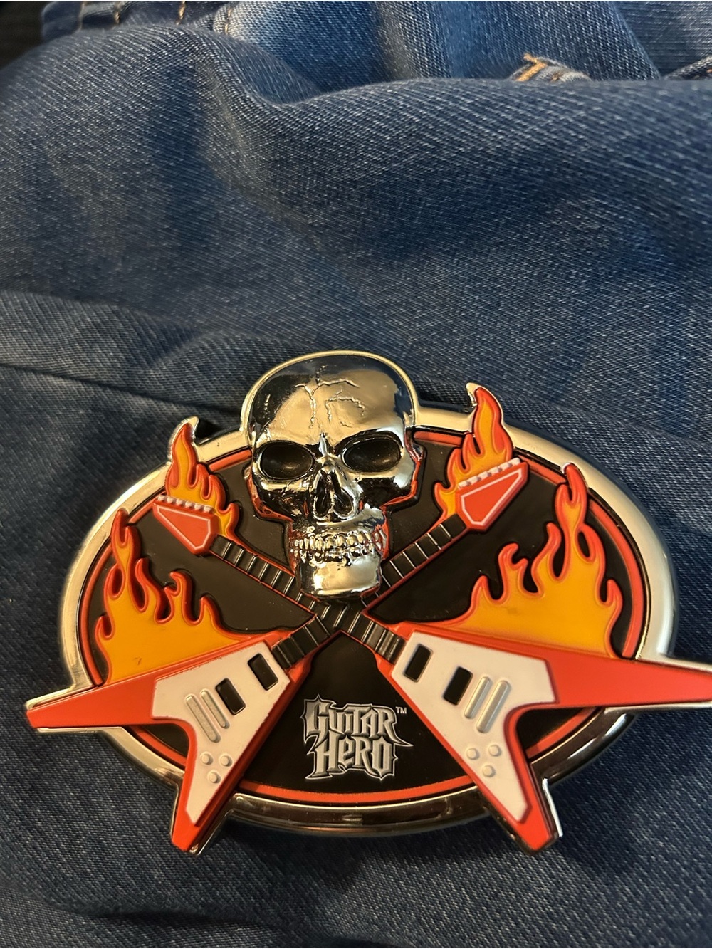 Guitar Hero Skull & Flames Men’s Belt Buckle -( only belt buckle)